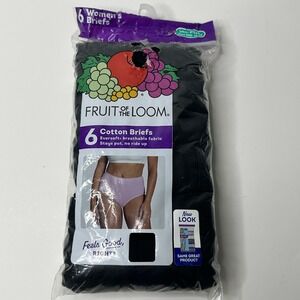 Fruit of the Loom Womens 6 Pack Cotton Briefs Black Eversoft Size 9 2XL